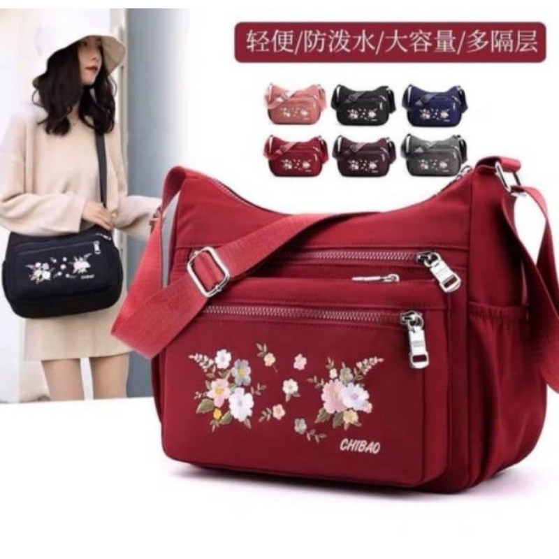 Tas Selempang Chibao 788-11# Bordir Bunga