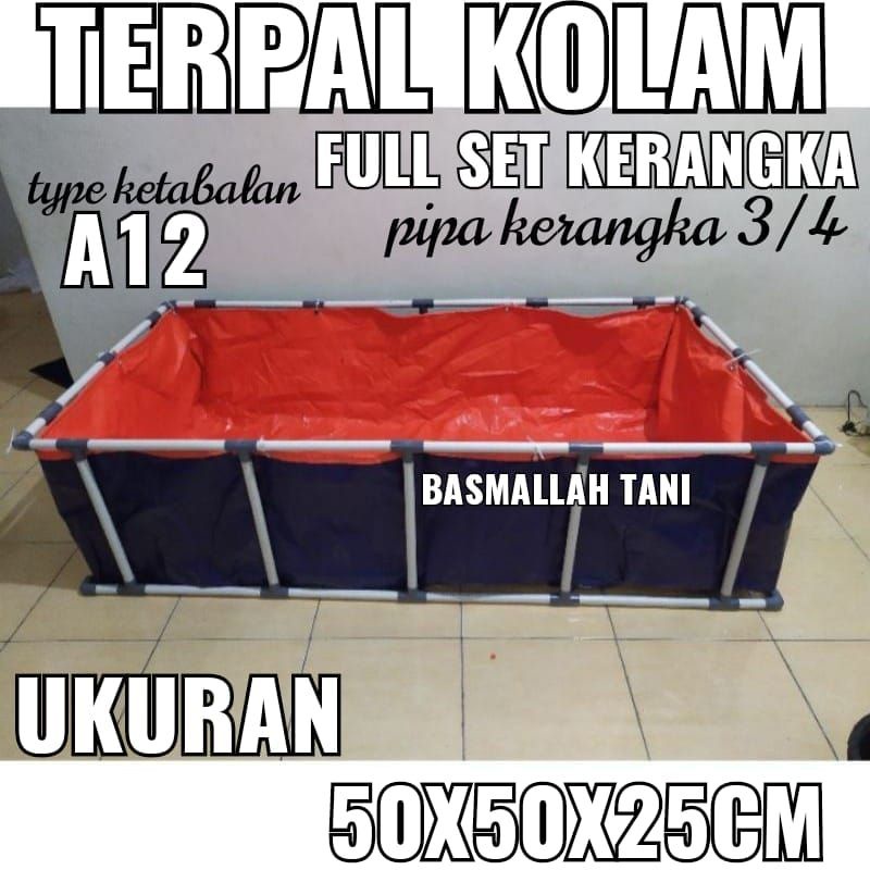 full set terpal kolam ikan 50x50x25 cm A12 fullset beserta kerangkanya