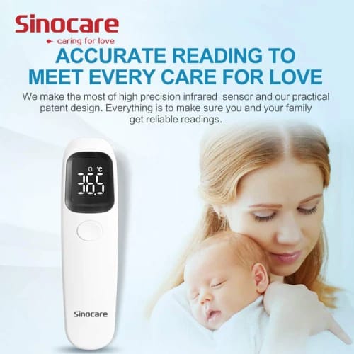 SINOCARE AET-R1D1 -Tanpa Sentuh Dahi-Termometer untuk Dewasa dan Anak-anak, Termometer Digital untuk Demam dengan Alarm dengan Fungsi Memori| thermometer untuk dirumah