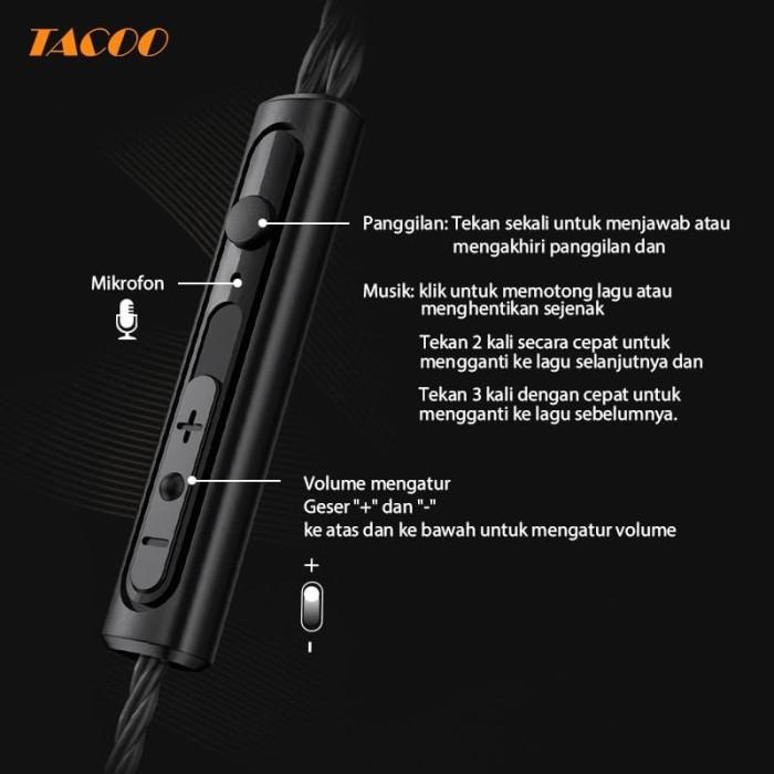 Produkku Tacoo In-Ear Earphone Earbuds Hi-Fi Deep Bass Braided Cable With Mic Meriah
