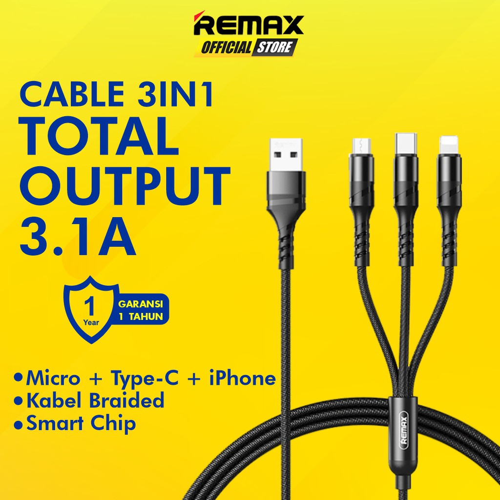 REMAX Charging Data Cable 3in1 Speed Series Micro USB - Type C - Lightning RC-186