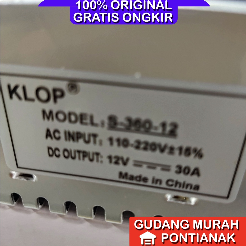 Adaptor 12V 30A power supply cocok untuk LEd strip CCTV dan elektronik 12V lainnya