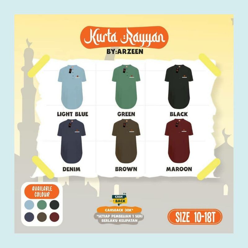 kurta arzeen atasan lengan pendek anak laki-laki kurta rayyan