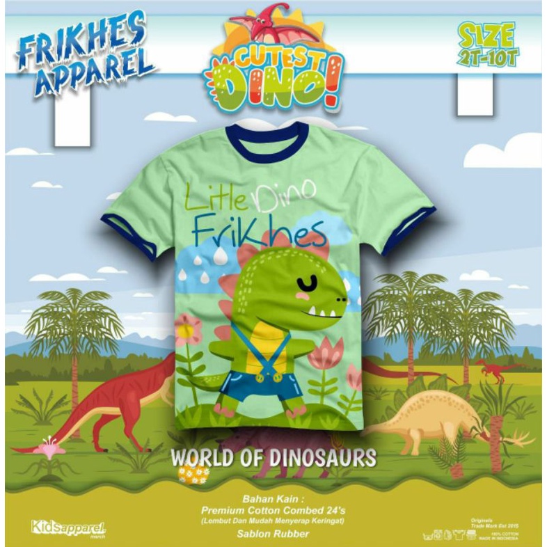 Kaos Anak FRIKHES Apparel motif World Of Dinosaurus