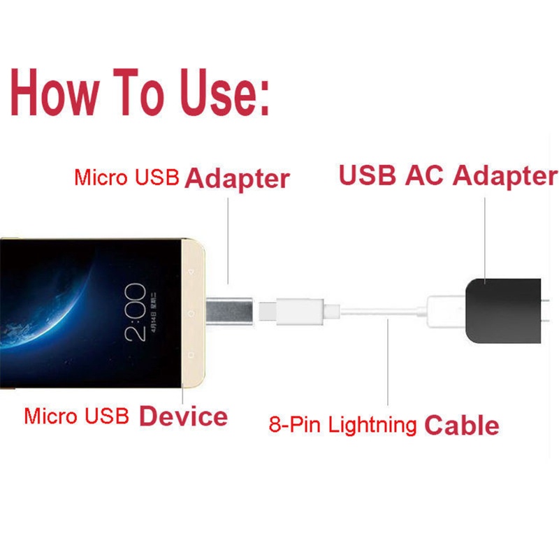 Btsg Micro USB Male to 8pin Female USB Cable Converter Charging Connector Adaptor Kecil Untuk Telepon Kabel Cas Adapte