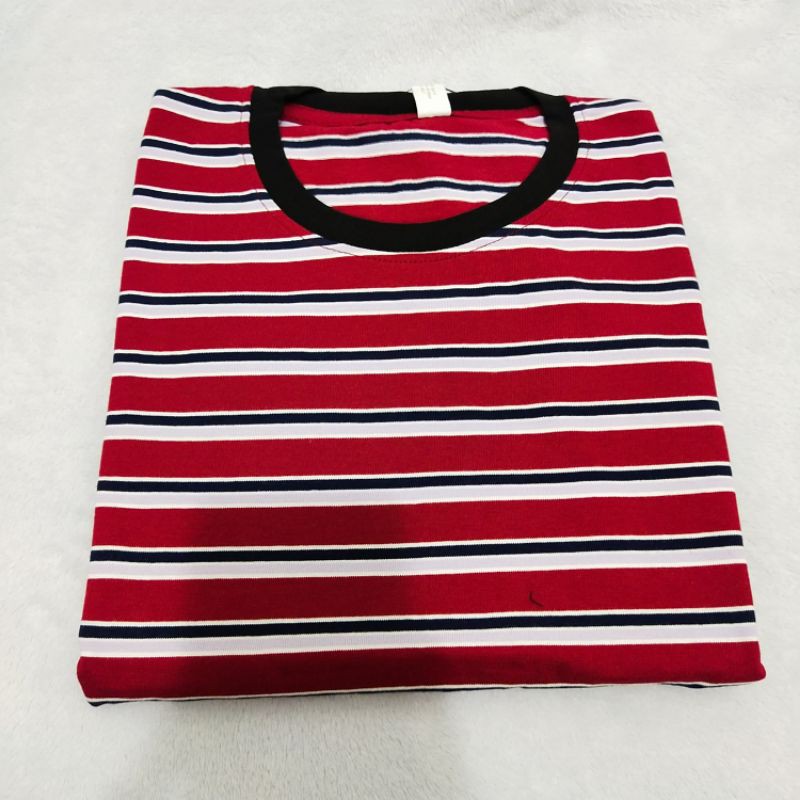 Kaos stripe salur tangan pendek cowok dan cewek