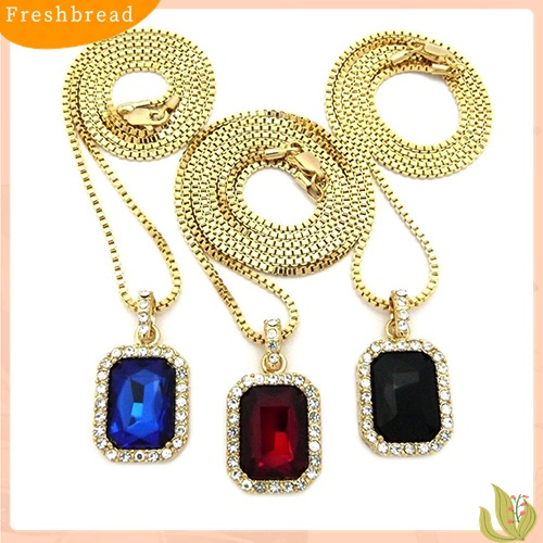 Terlaris Men's Fashion Jewelry Cool Hip Hop Box Chain Octagon Square Pendant Charm Necklace