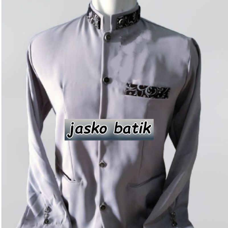 jasko polos pria dewasa paduan batik kain halus