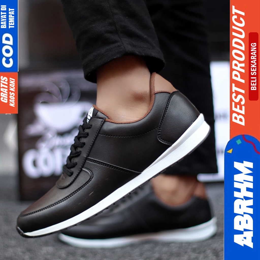 Abrhm Prey - Sepatu Sneakers Casual Pria Kerja Hitam