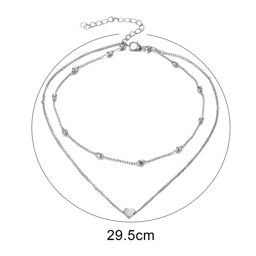 Hu Hu Hu Hu Hu Alat Bantu Pasang Kacamata♡ Kalung Choker Rantai Multilayer Aksen Manik-Manik Hati Untuk Wanita