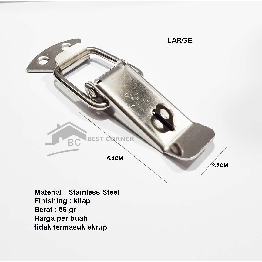 Kaitan Koper LARGE + KUNCI STAINLESS STEEL / Overval / Kaitan peti
