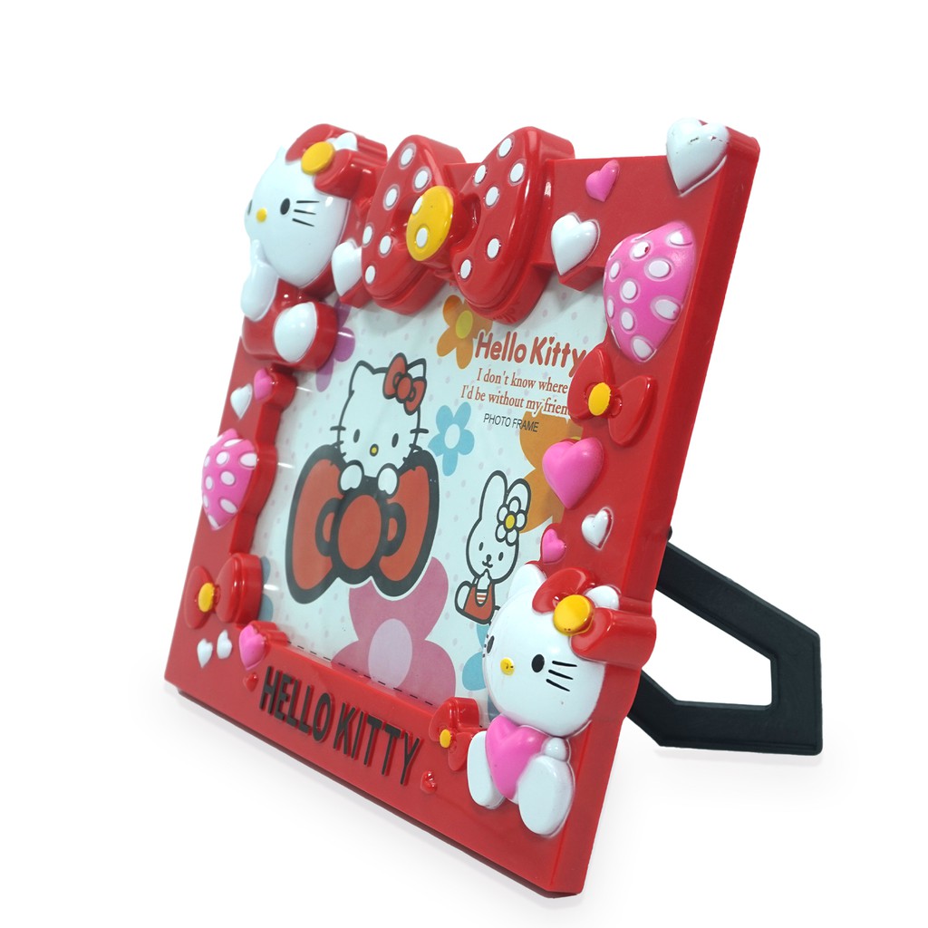 Frame Bingkai Foto 5R Pas Foto Hello Kitty Merah Lucu Murah kaca Kuat