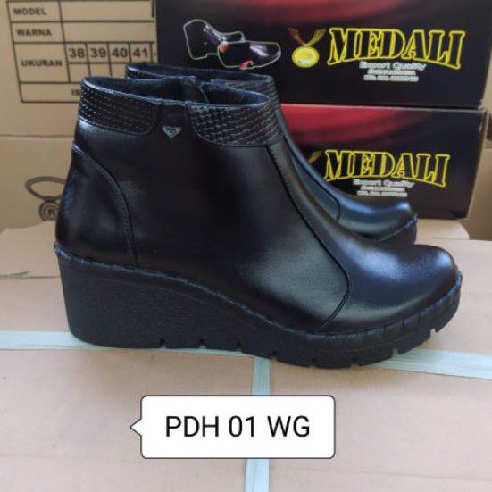 Sepatu Kulit PDH wanita boots Polri TNI security guard PNS sepatu kerja formal tampil lebih kece