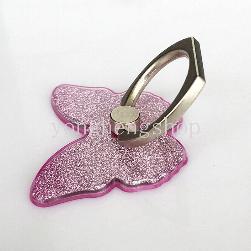 Butterfly Ring Holder Hp Universal Bentuk Kupu-Kupu Aksen Glitter