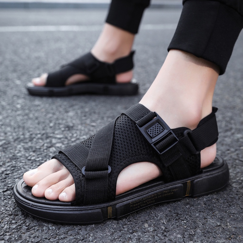 【5 ⭐️  COD + Kirim Hari ini】Sandal Pria Sendal Pria / Pijat Permukaan Sepatu / Sendal Gunung Pria Gaya Jepang Dewasa Tebal Sandal Pria Original Modern Cowok Kekinian Keren Rekreasi Di   Luar Ruangan Fashion Olahraga Sandal Gunung Pria