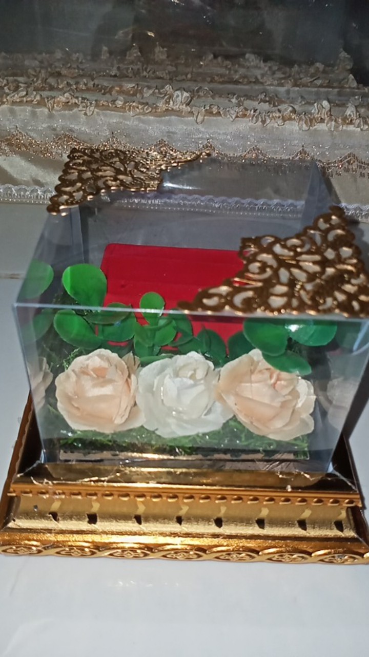 Tempat Cincin Ring Bearer Frame Ringbox Dengan Mika Rumput