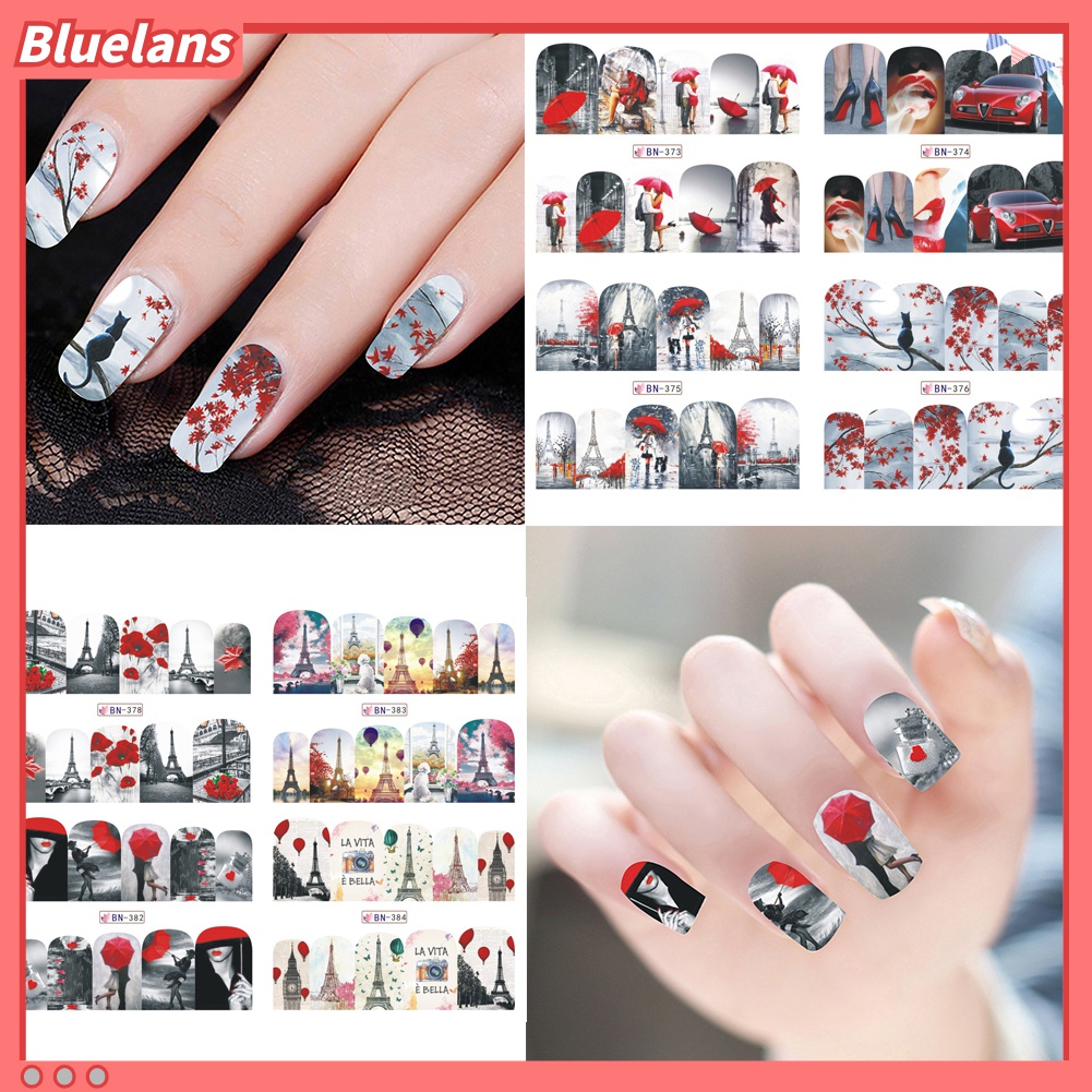 (In Stock) Kacamata Hitam Lensa Warna Warni ♡Stiker Kuku Motif Menara Eiffel Untuk Dekorasi Manicure