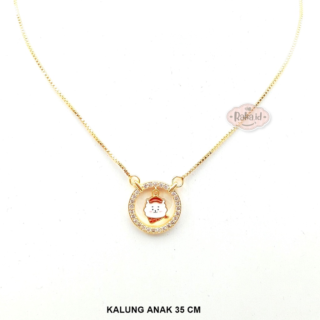 Kalung Anak Rantai Italy Motif RJ Syal Merah BT21 BTS Perhiasan Cantik Anak 1131