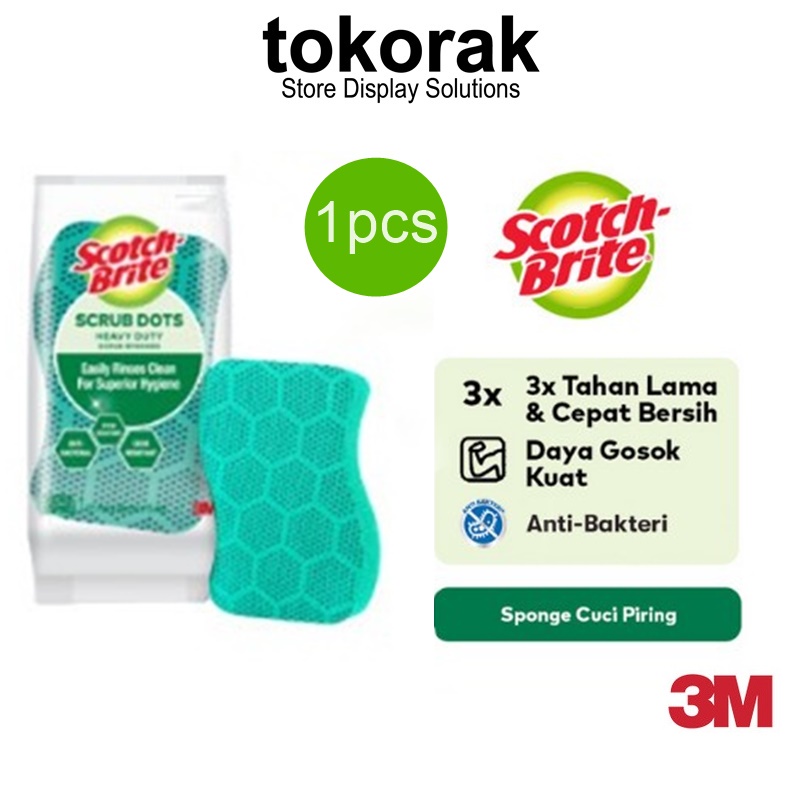 SCOTCH BRITE 3M SABUT SPONS SCRUB DOTS DAYA GOSOK KUAT SD HD PK1