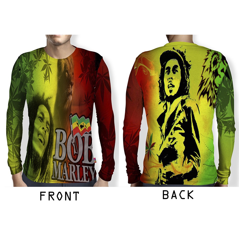 Kaos Pria Lengan Panjang BOBMARLEY 3D Full Print Sublimation 001