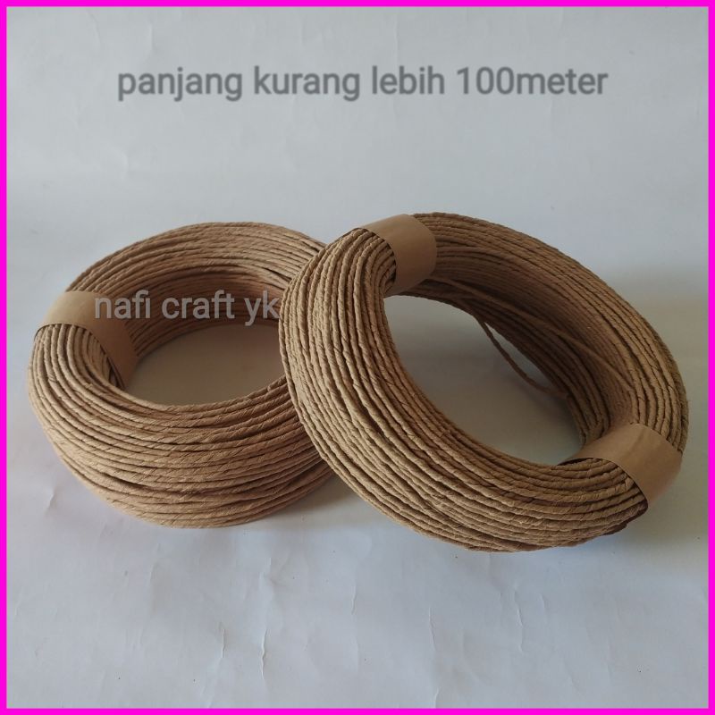 Tali kertas - tali kertas bahan kerajinan 100meter - tali paper bag - tali kertas 3mm - tali kertas 