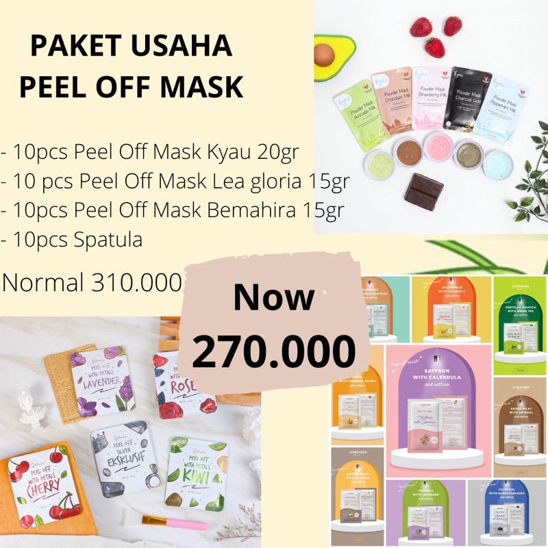 Paket Usaha 30pcs | Paket Reseller Masker Peel Off | Masker Kyau | Masker Bemahira | Masker Lea