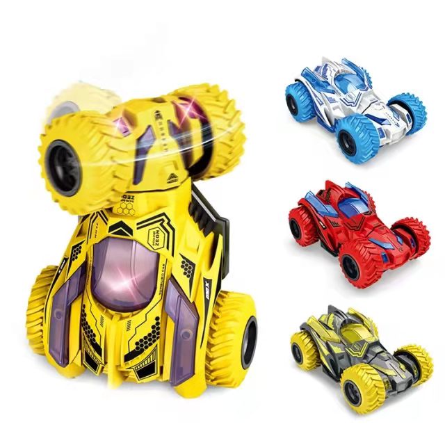 Mainan Mobil Pull Back Cars Monster Truck Turnable Head Vehicles 360 Turn Shockproof Inertia Cars Friction Powered Push and Go Toy Cars