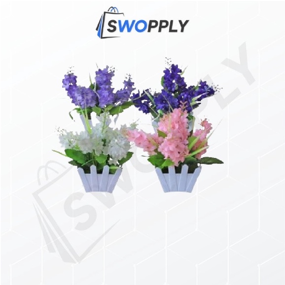 Swopply PT55 Pot Tanaman Hias Bunga Dekorasi Bunga Hias Plastik Ornamen Pot Bongsai Artificial Flower Decoration