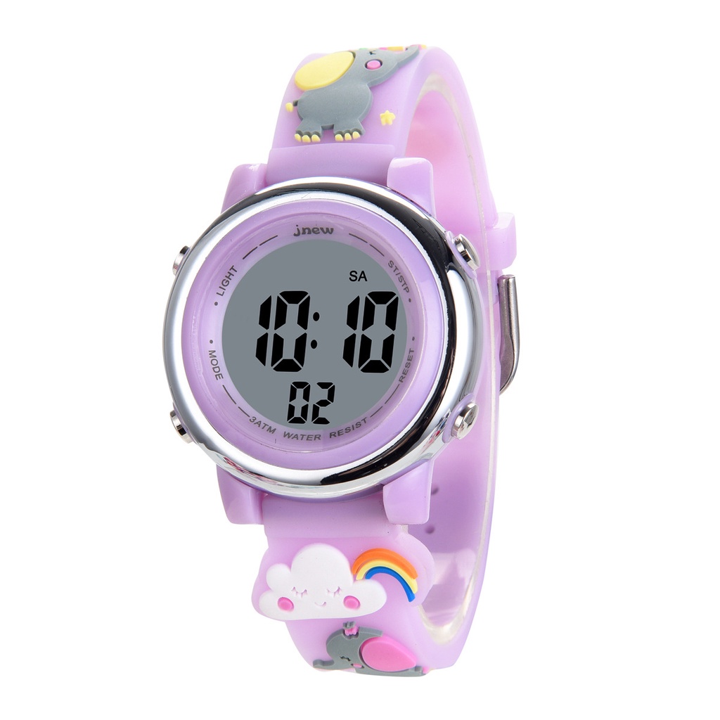 Cartoon sports electronic watch alarm waterproof student children's LED electronic watch happy elephant theme