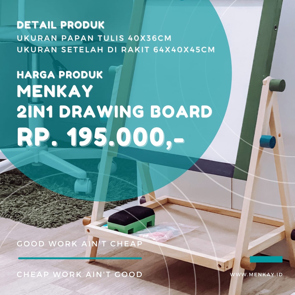 

Drawing Board MENKAY / Papan Tulis Anak / Papan Tulis Magnet / Papan Tulis Whiteboard MENKAY DRAWING BOARD 2IN1