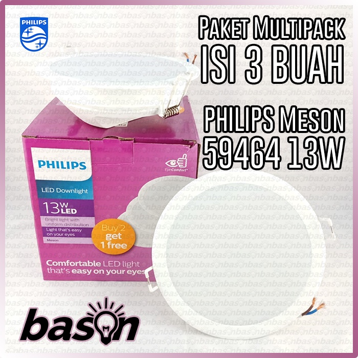 PHILIPS Meson 59464 Multipack 13W 5 inch D125 - isi 3 buah LED Downlight