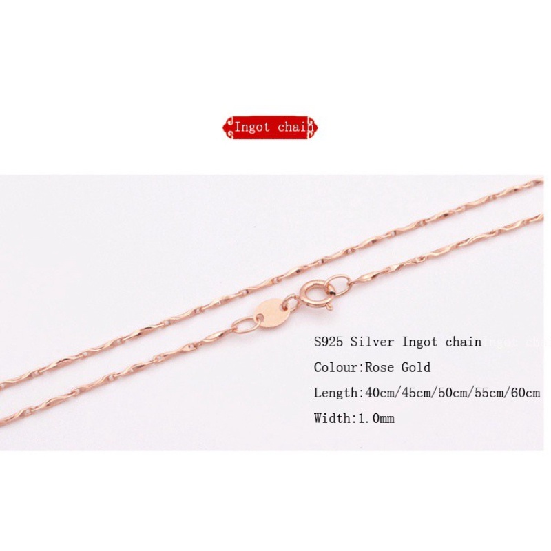 7 gaya Rose Gold Rantai 925 perak Kalung Desain Yang Berbeda/Panjang 18 K Rose gold disepuh tanpa liontin Perhiasan Wanita Hadiah