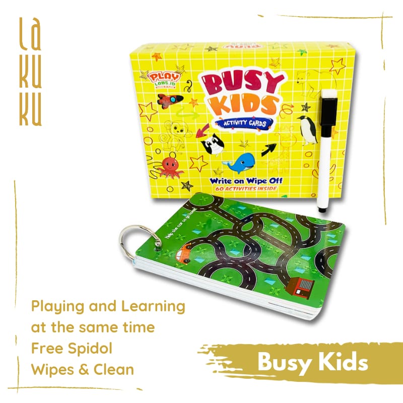 Wipes &amp; Clean Book - Mainan Edukasi Playlabs Activity Card Games Busy Kids