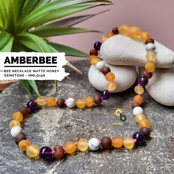 Kalung Amber Anak Premium Mix Gemstone NMLG156 By Amber Bee