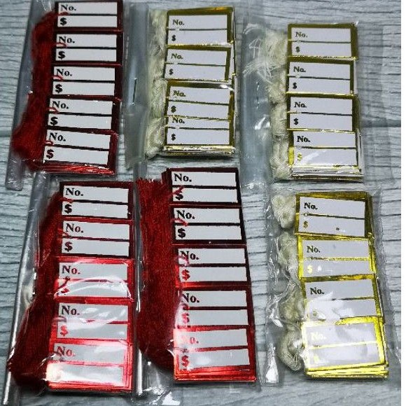 

100 PCS / LABEL Harga LABEL PERHIASAN DENGAN TALI