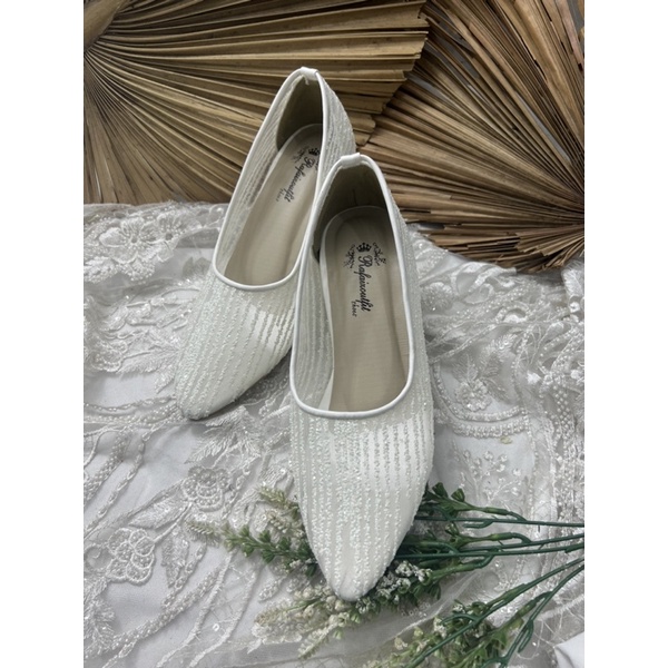 sepatu pesta wanita putih kalisa mewah cantik 7cm lancip