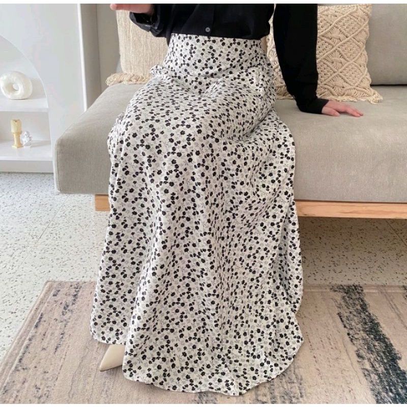 rok korea/ rok floral/skirt pattern/ skirt patern/ skirt korea/ skirt midi/polka skirt motif skirt f