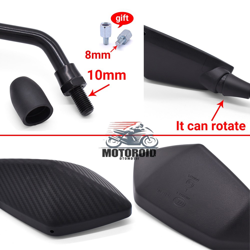 Spion Pcx Universal Honda Hitam Black Untuk Semua Motor Plus Breket