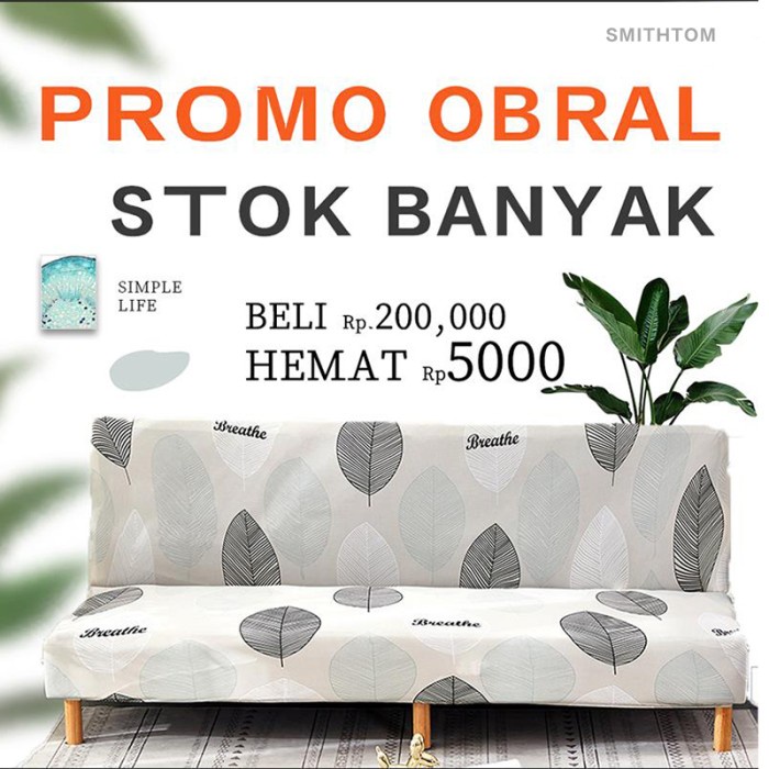 SOFA COVER Bukti air mata SARUNG SOFA ELASTIS SEATER COVER SOFA Motif - Daun Silver