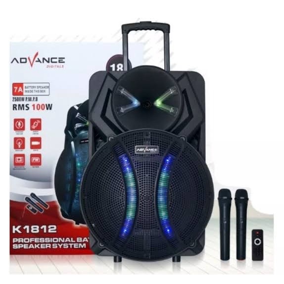 SPEAKER BLUETOOTH PORTABLE ADVANCE K1812 18 inch-FREE 2BH MIC WIRELESS