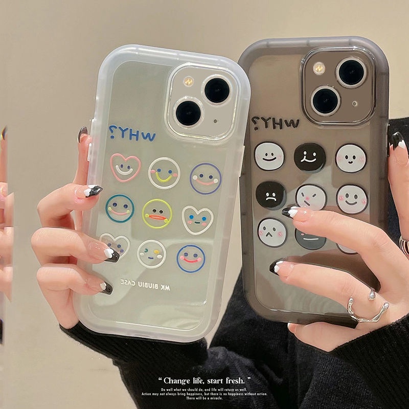Soft Case Silikon Transparan Motif Smiley Face Untuk IPhone 12 13 11 Pro Max X Xs Max Xr 7 8 Plus Gbvf