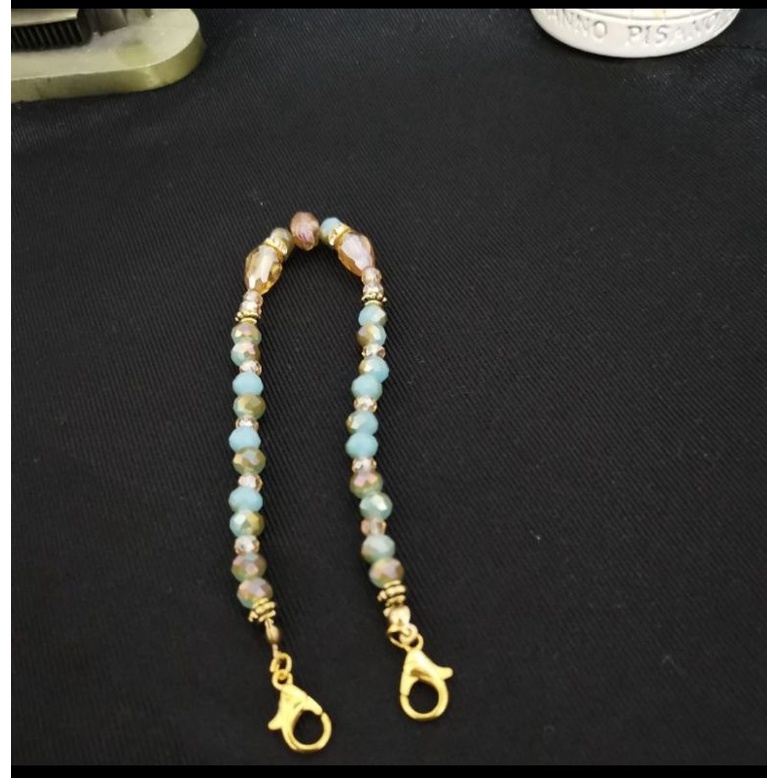 Konektor Hijab Kristal Biru Tosca Gradasi