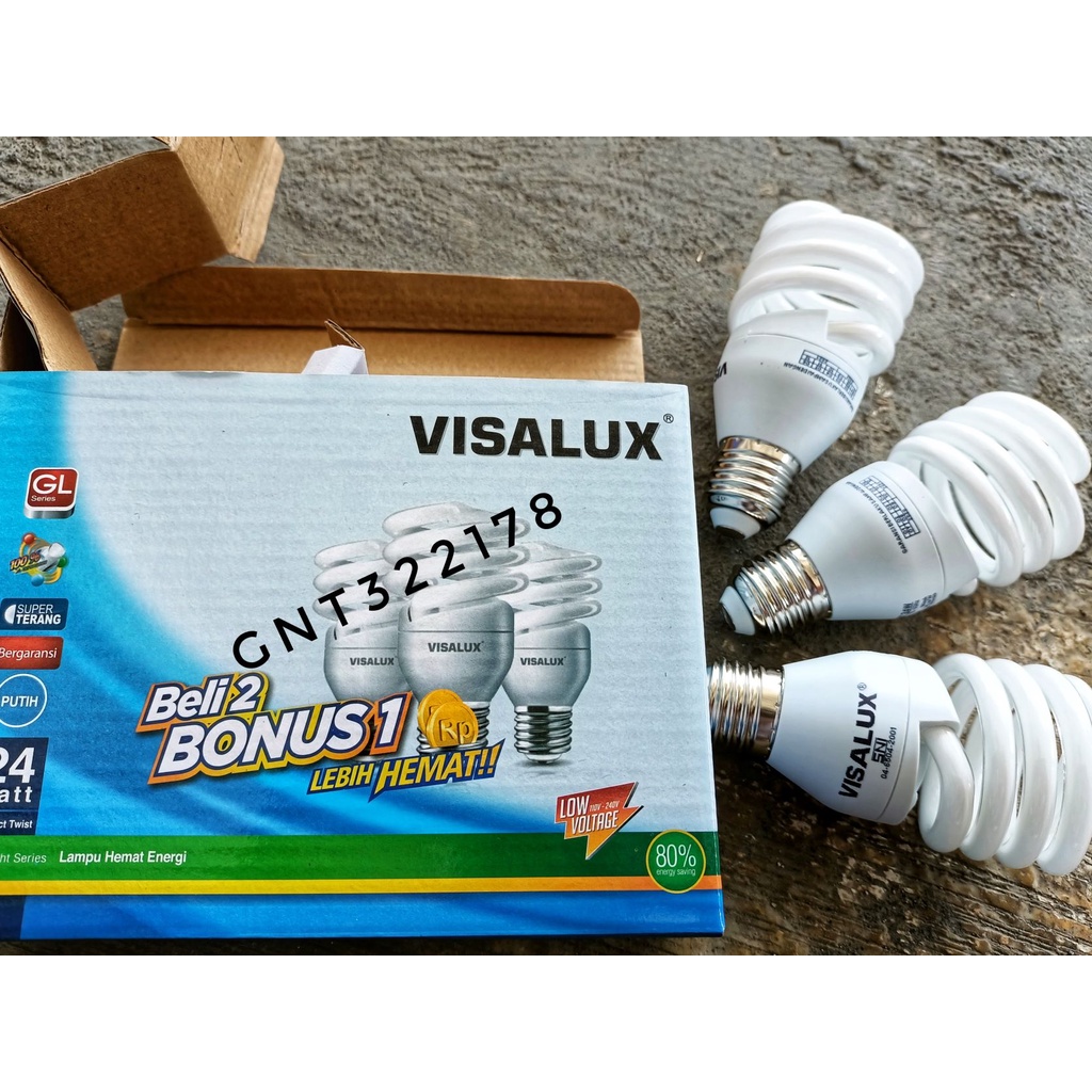 PROMO LAMPU SPIRAL 2 BONUS 1 24 WATT VISALUX BERGARANSI 1 TAHUN