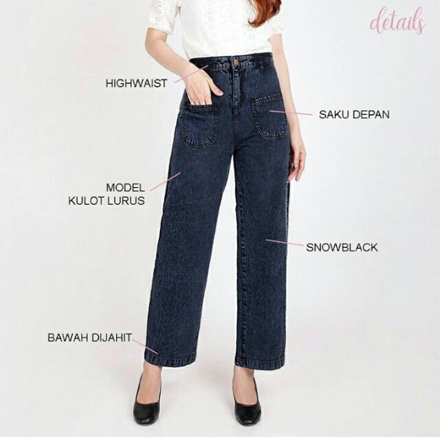 MUTA kulot jeans celana cullote jeans wanita jeans snow black kulot Denim hitam boyfriend jeans big