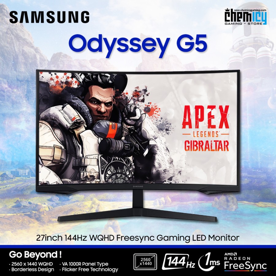 Samsung Odyssey G5 27inch 144Hz WQHD Freesync Curved Gaming Monitor