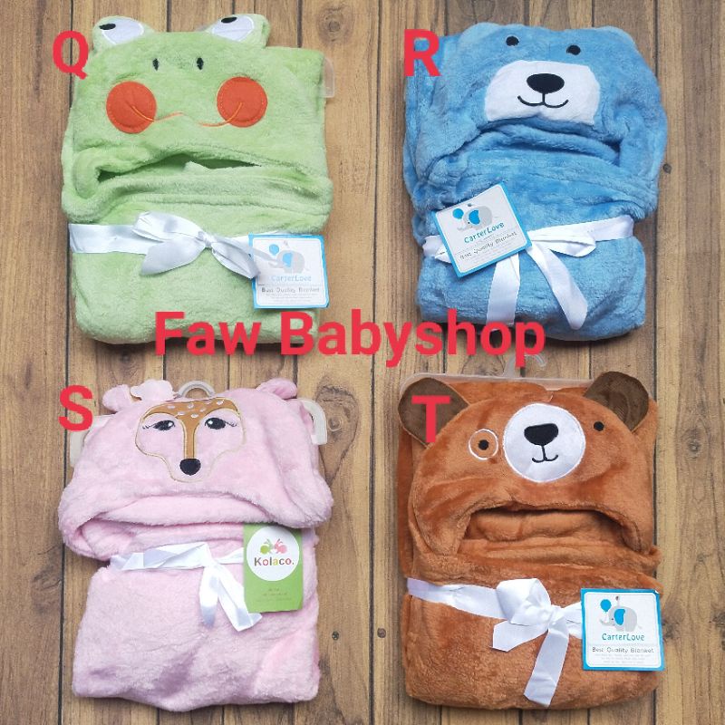 Selimut Bayi Topi Karakter 3D Kolaco/ just to you/ sumersault selimut topi bayi blanket bayi blanket topi bayi