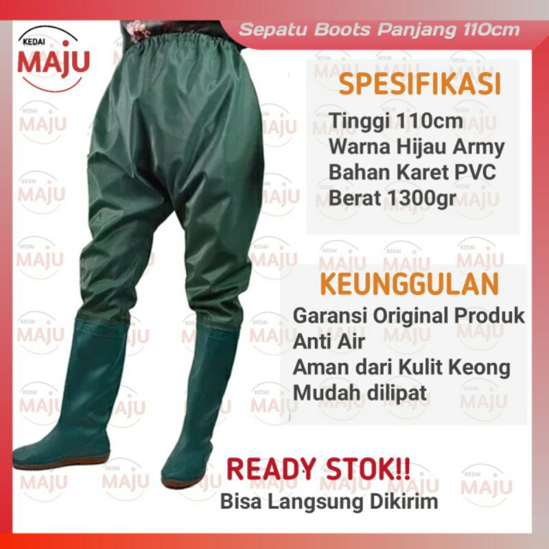 Sepatu Boots Panjang 110cm Model Celana Anti Slip dan Air Untuk Mancing di laut dari Karet PVC