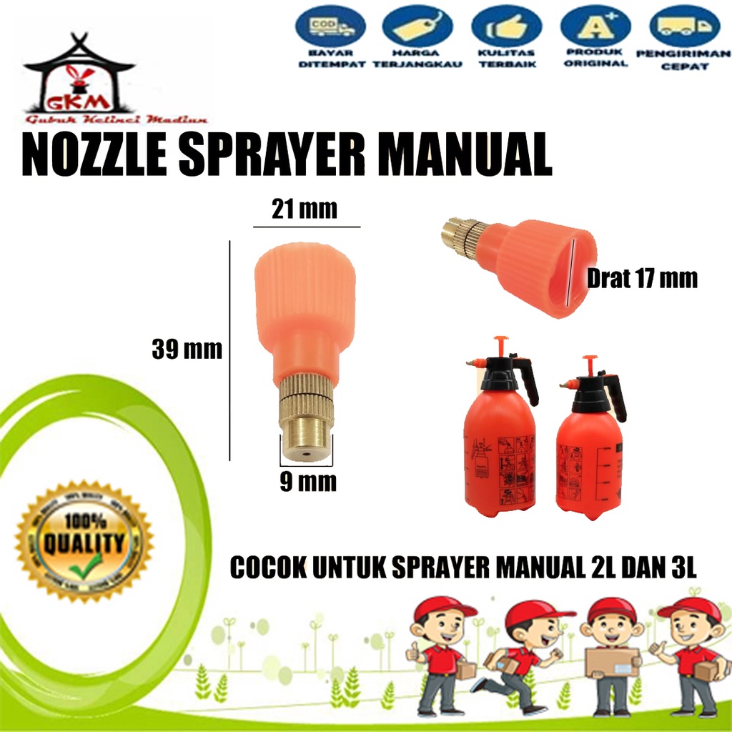 Nozel Spuyer Kepala Nozel Sprayer Manual Tangan 2-3 Liter