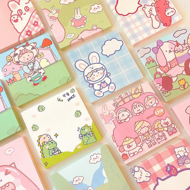 Sticky note dino Rabbit Bunga Pink Lucu Imut Memo Catatan Mini 8 x 8 cm Kertas Reminder Pengigat Notes