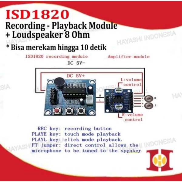 ISD1820 Sound Voice Recorder Playback Perekam Pemutar Suara Es Krim